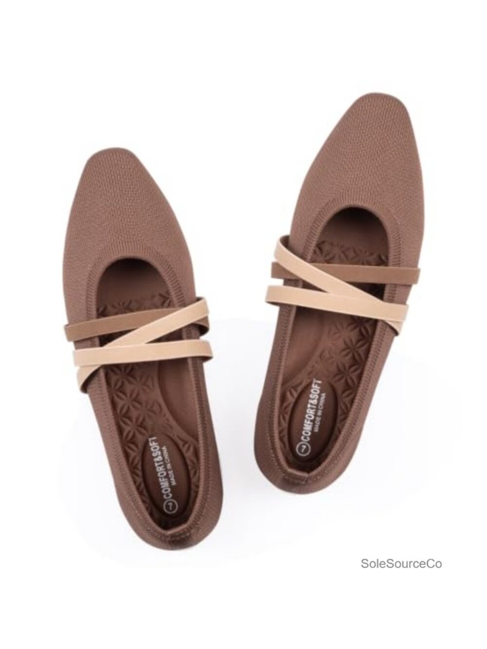 Women's Square Toe Ballet Flats Mary Jane Style Criss-Cross Straps Comfortable